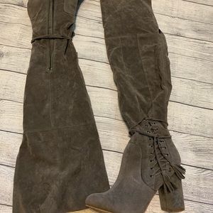 JustFab Over the Knee Tie Up Boot.